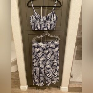 Lulus Floral Two Piece Set Top and Midi Skirt Dress